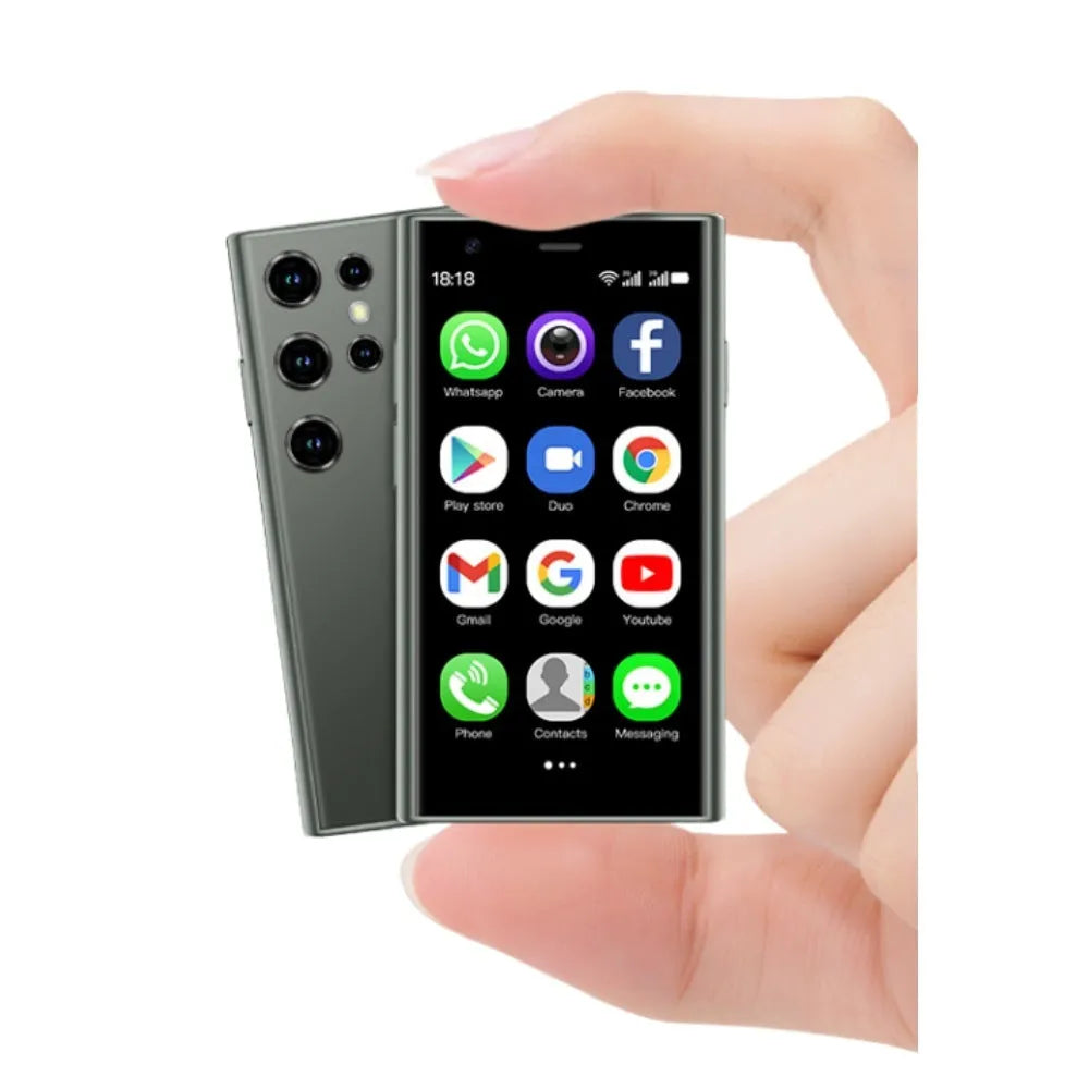 S23PRO & XS15 black mini smartphone with 3-inch screen shown front-on