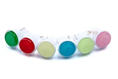 T10 12V COB LED car bulb showing six colour options: white, blue, red, purple, yellow, and green.