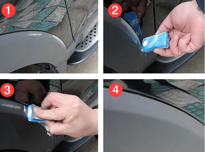 Car scratch remover paste with slop wax and foam applicator sponge for auto paint repair