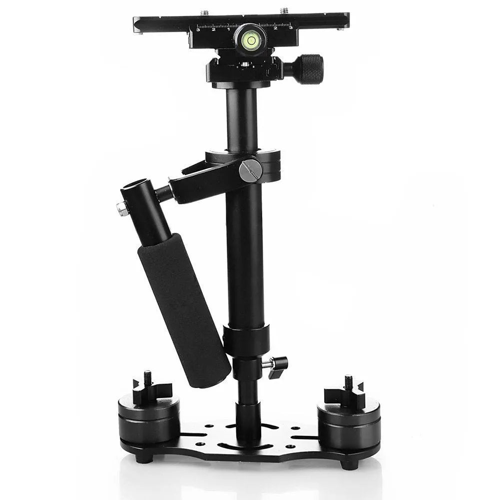 Black aluminium S40 S60 handheld camera stabiliser with adjustable height mechanism