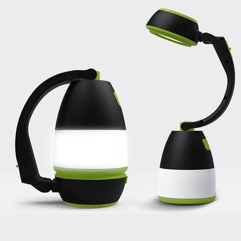Black green 3-in-1 multifunctional LED lamp with foldable design and USB charging port