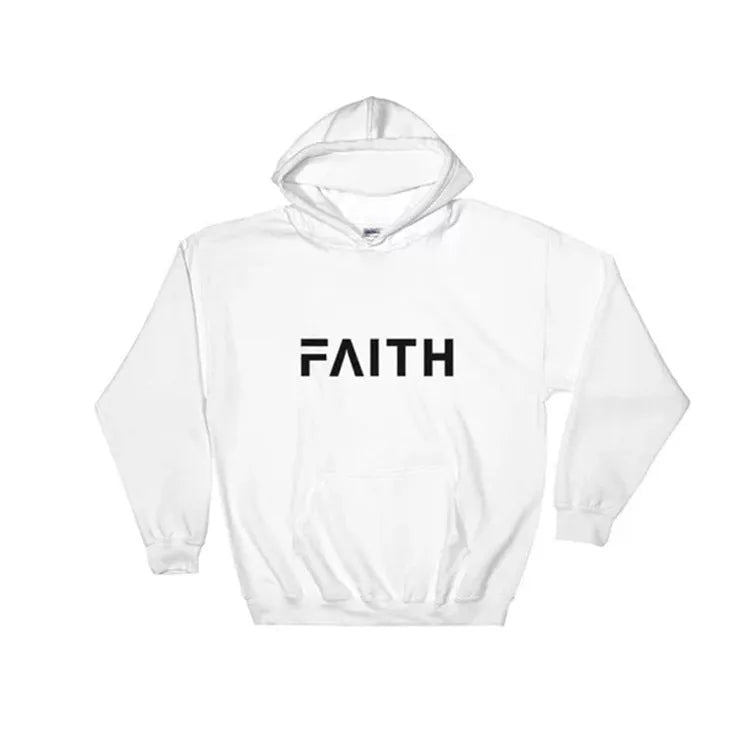 Faith Letter Print Women Hoodie cotton blend crew neck pullover in five colours