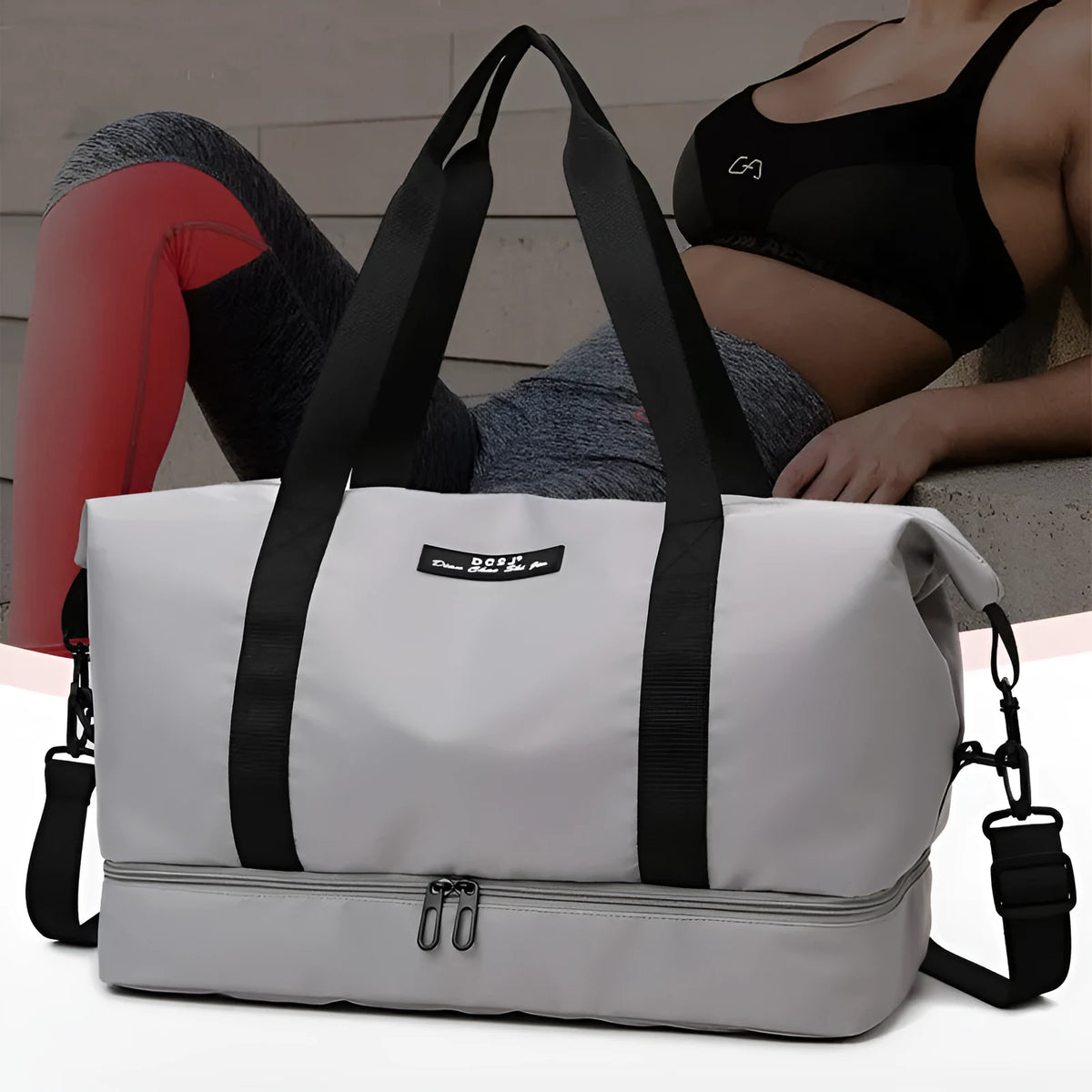 Women's large capacity travel duffle bag with separate shoes compartment, waterproof Oxford cloth, available in multiple colours
