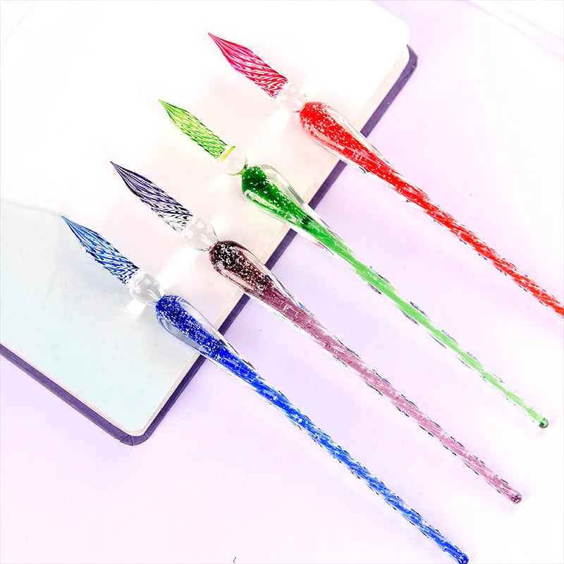 Creativity Luminous Glass Pen Crystal Dip Pen in multiple colours including black, blue, green, and purple