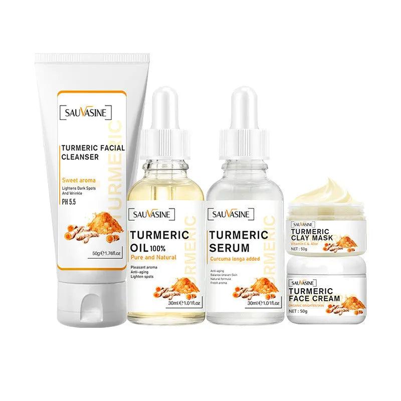 Turmeric skin care kit five-piece set with gentle rejuvenation and deep nourishing moisturiser