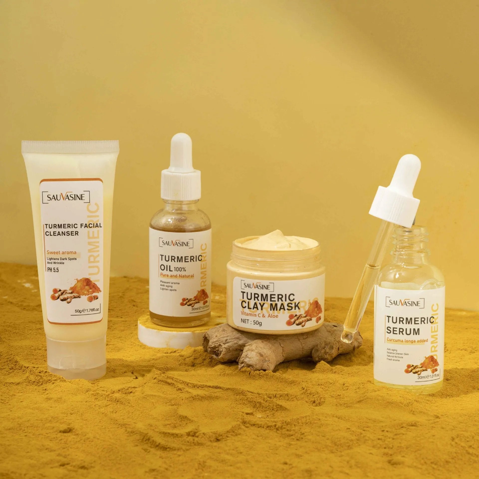 Turmeric skin care kit five-piece set with gentle rejuvenation and deep nourishing moisturiser