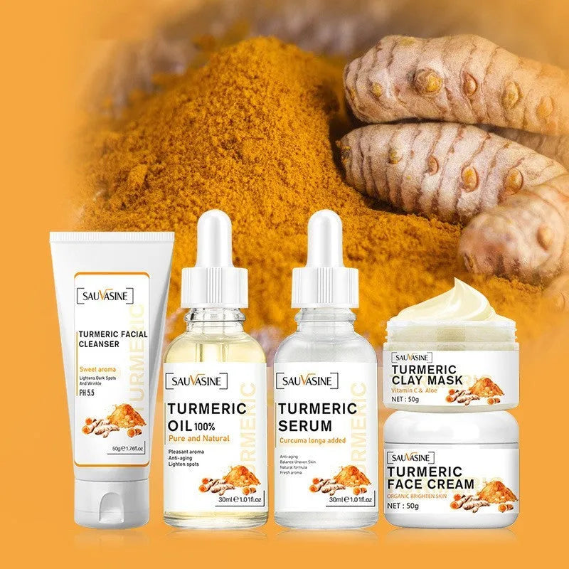Turmeric skin care kit five-piece set with gentle rejuvenation and deep nourishing moisturiser