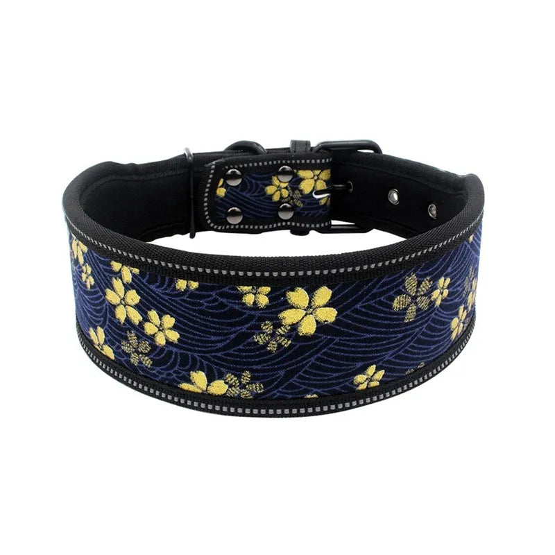 Diving material cloth pet collar in blue camouflage option with adjustable fit