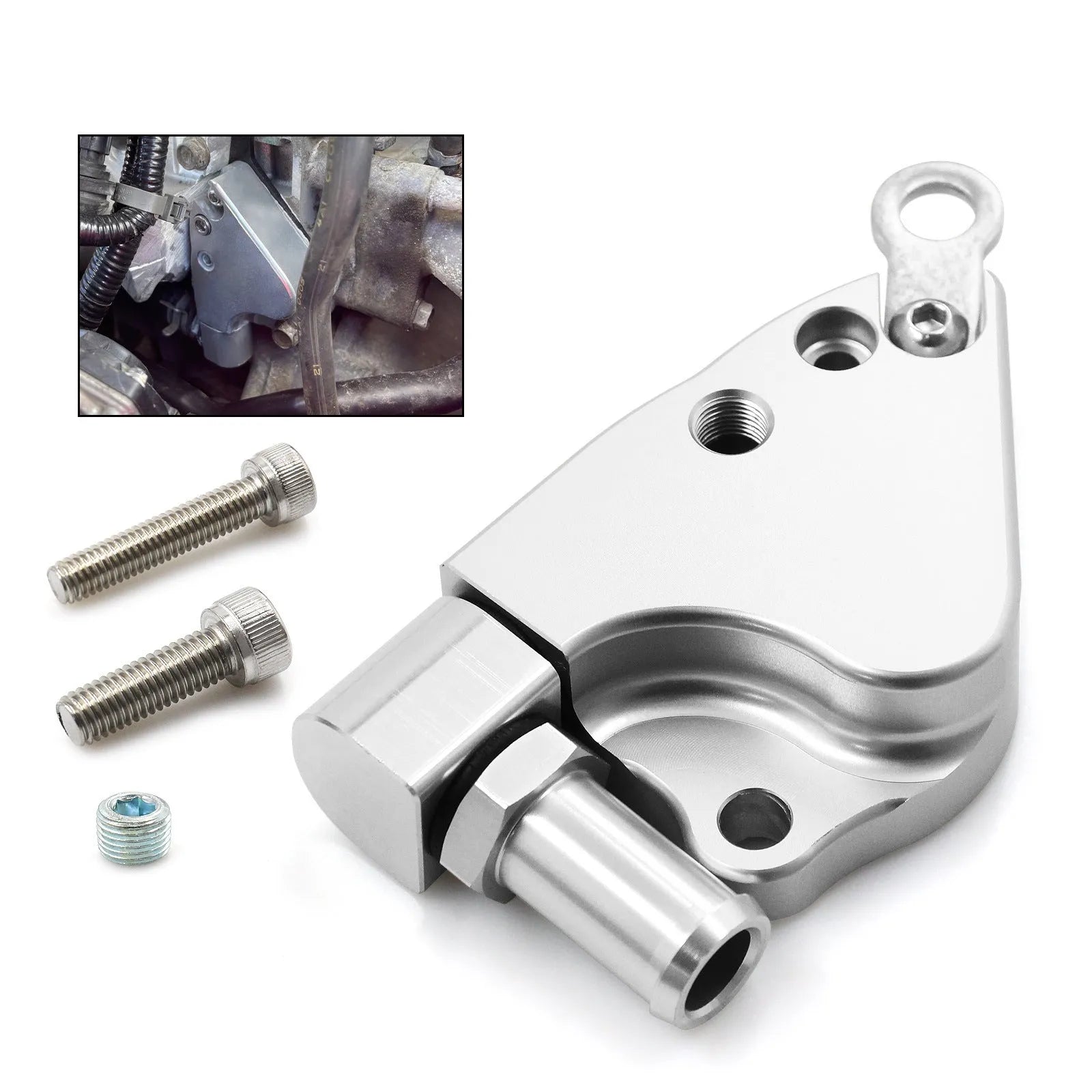Honda K Series intake manifold coolant adapter for K20 and K24 engines.