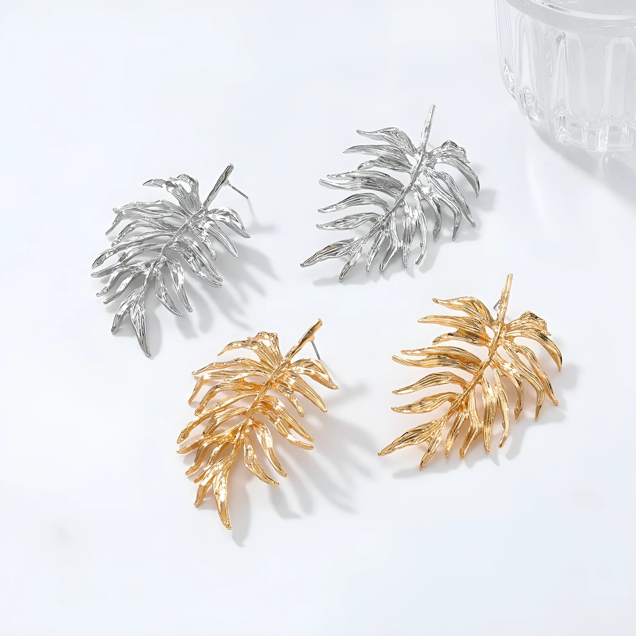 Women's leaves simple earrings in gold or silver geometric zinc alloy affordable luxury style