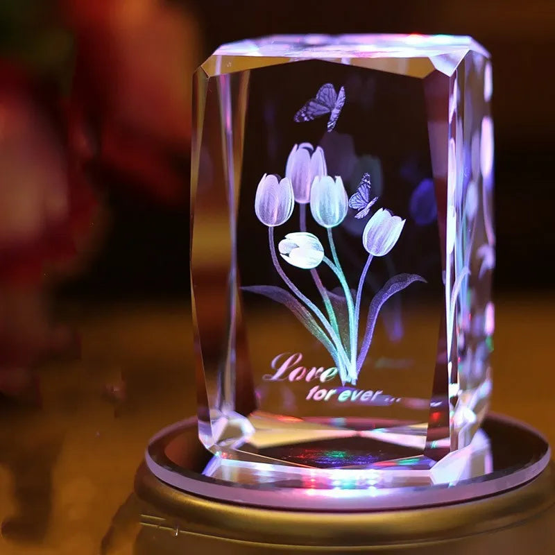 Small colourful Bluetooth crystal night light with MP4 player in gift box