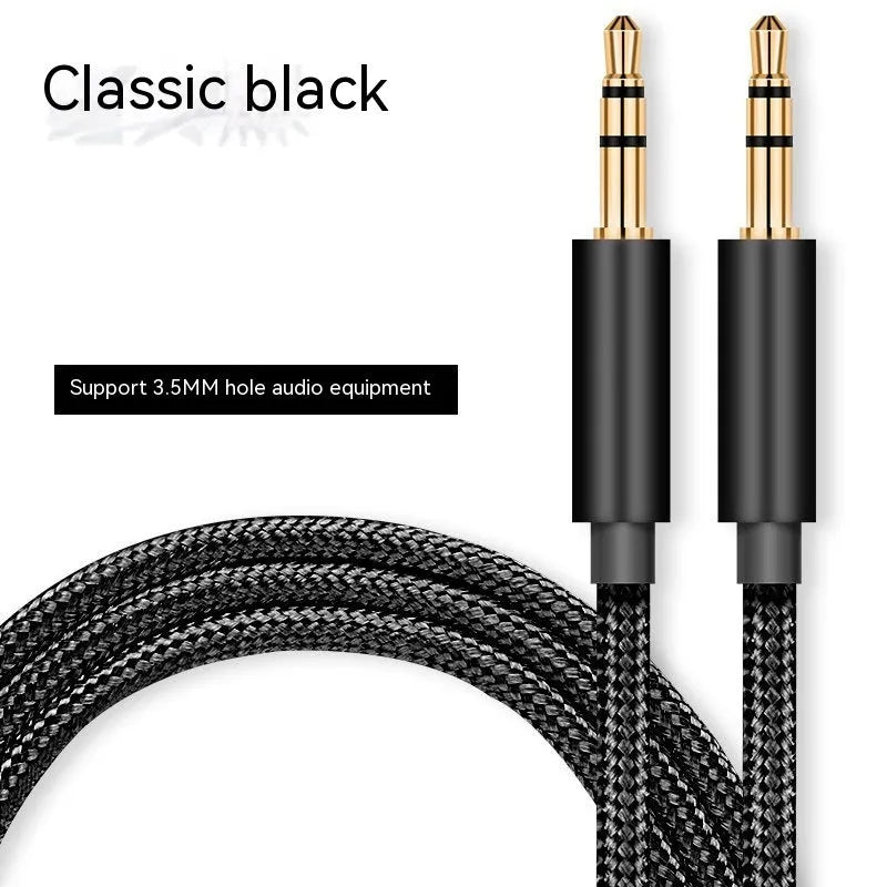 Universal 3.5mm male to male gold-plated audio cable in black, gold, silver and red