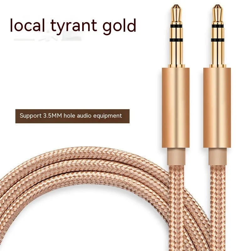 Universal 3.5mm male to male gold-plated audio cable in black, gold, silver and red