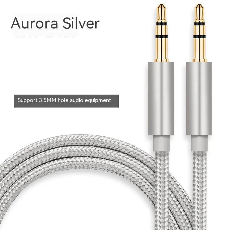 Universal 3.5mm male to male gold-plated audio cable in black, gold, silver and red