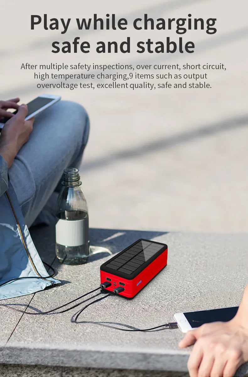 Solar wireless power bank in multiple colours showing creative design and charging surface.