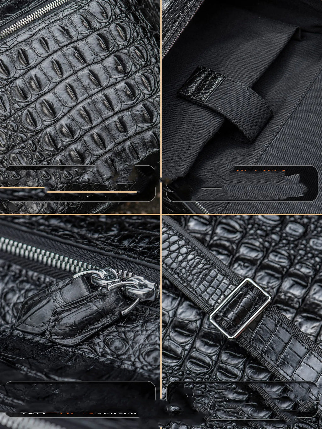 Kurayoshi handmade crocodile leather backpack vertical square shape large capacity 14 inch laptop bag