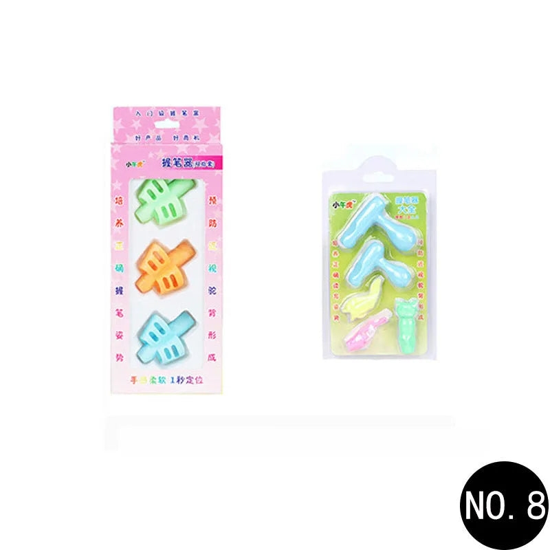 Cartoon design children's pen case for correcting writing posture made from soft rubber