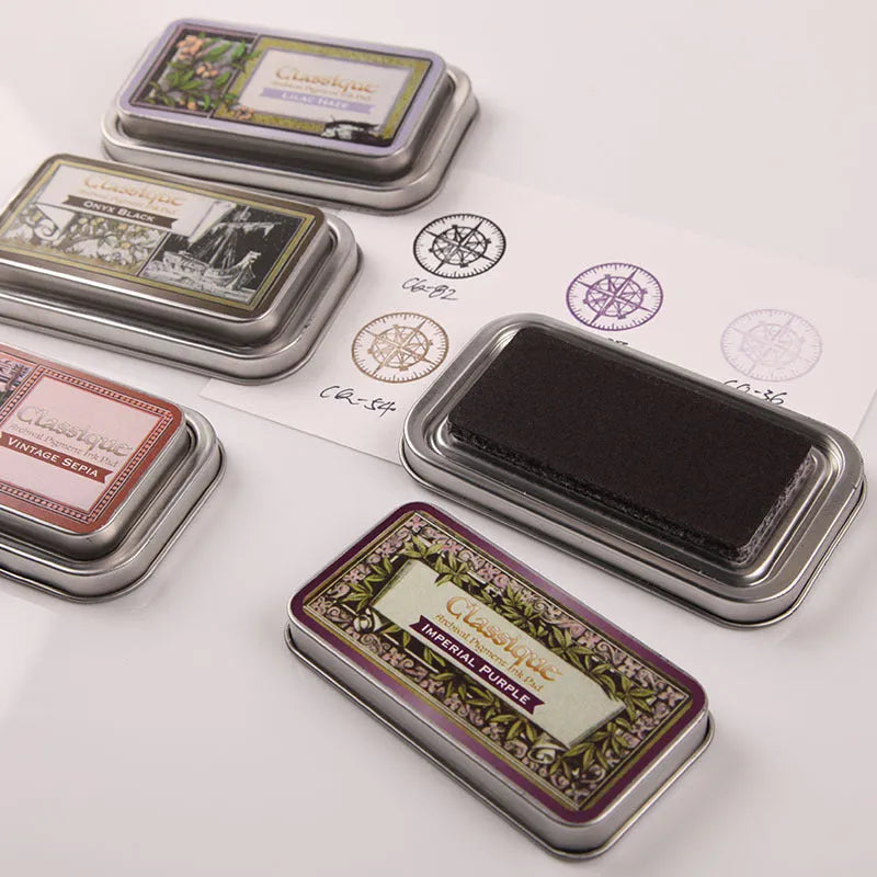 Rectangular quick-dry oily ink pad for rubber stamping in five colour options