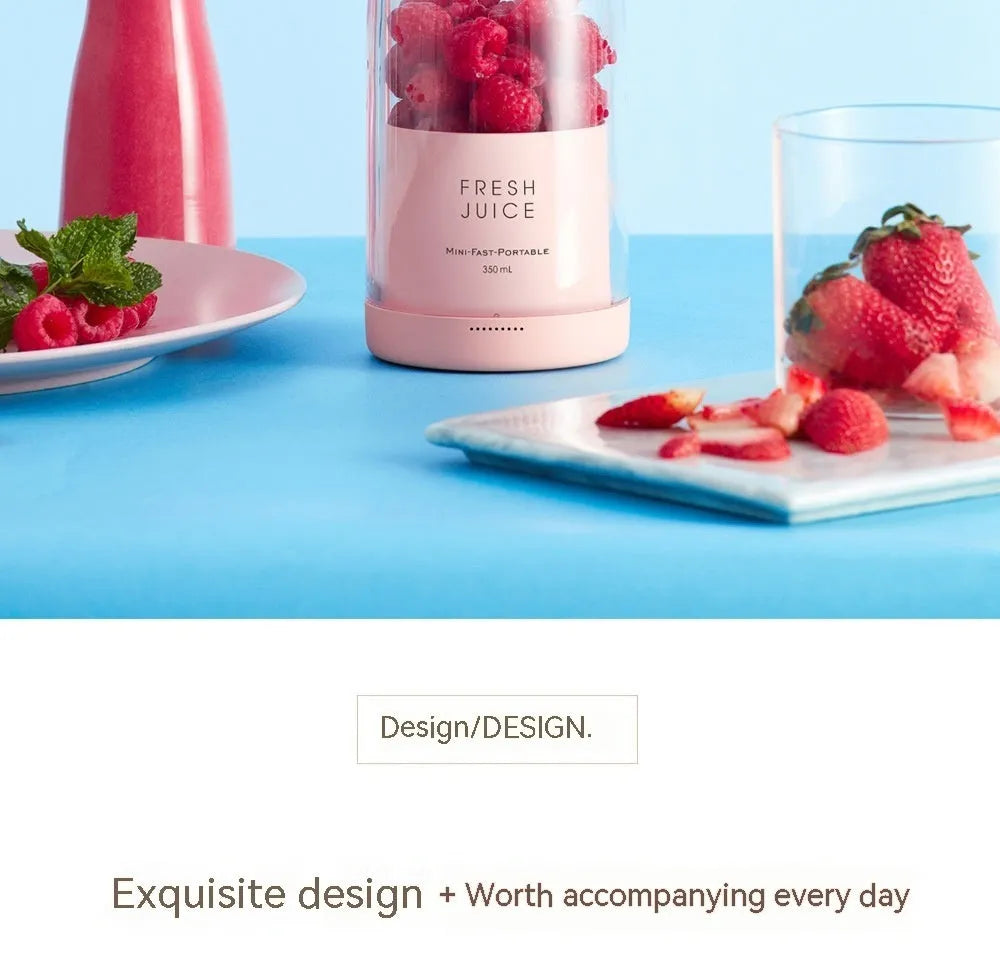USB magnetic charging mini juicing cup 350ml plastic portable travel juice maker with dual blades