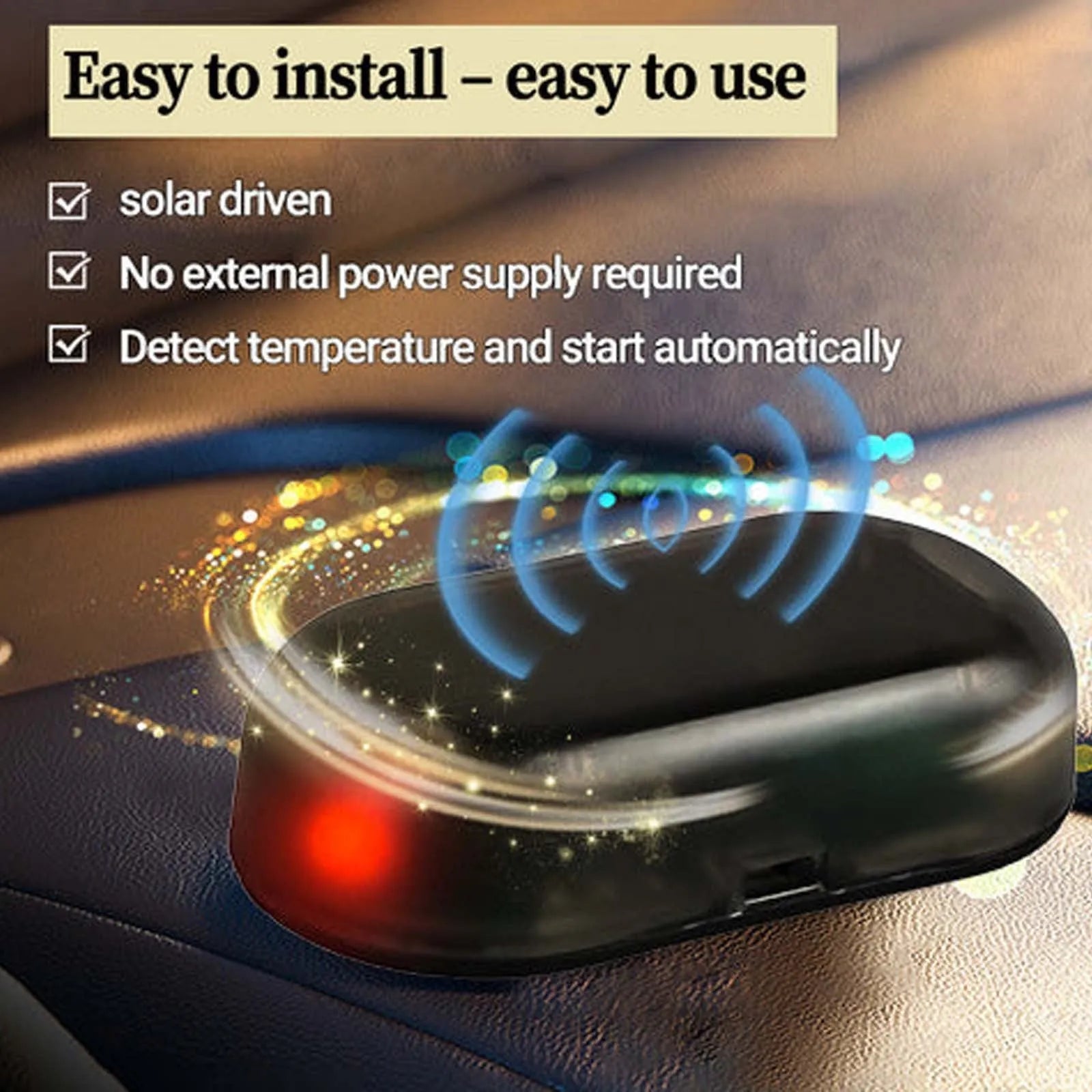 Black electronic car de-icer tool with glass plate for windscreen ice and snow removal