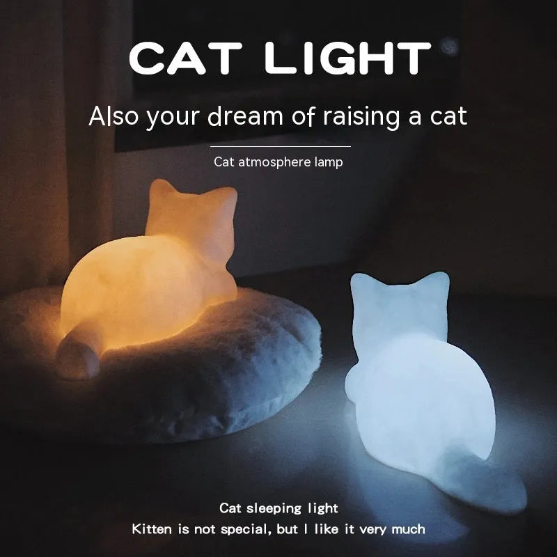 Battery-operated vinyl cat night lamp, 13cm wide and 34cm tall, cat mould, Christmas gift