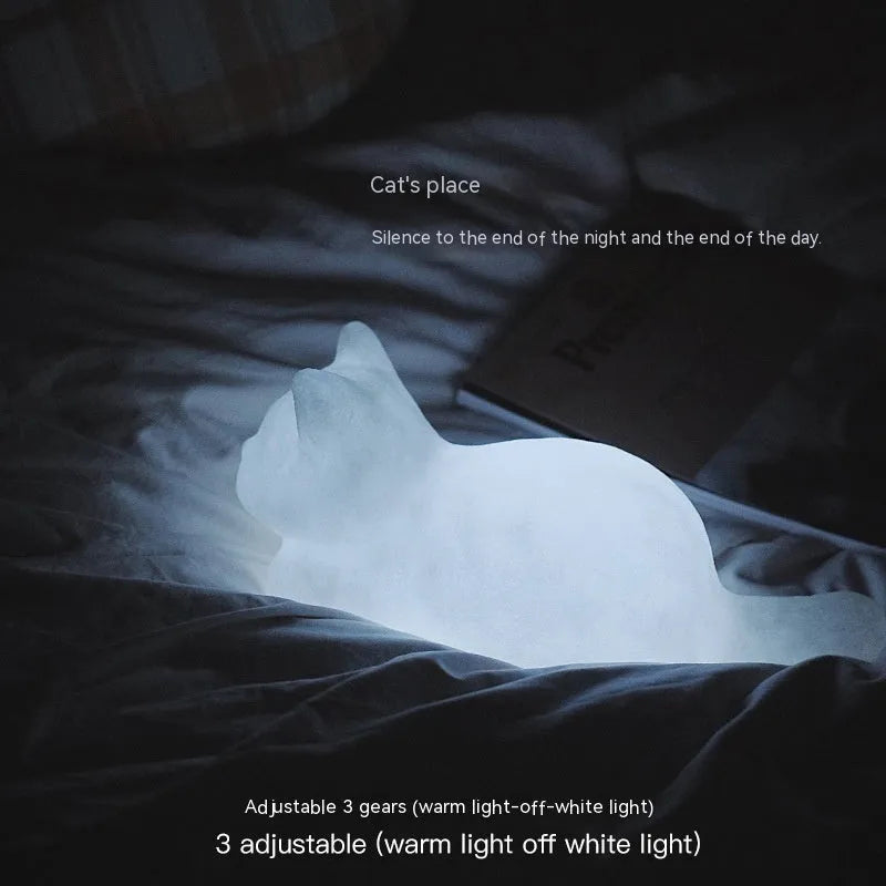 Battery-operated vinyl cat night lamp, 13cm wide and 34cm tall, cat mould, Christmas gift
