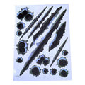 Car scratch simulation bullet hole crack vinyl sticker 21x30cm with four hole pattern styles on a car bumper