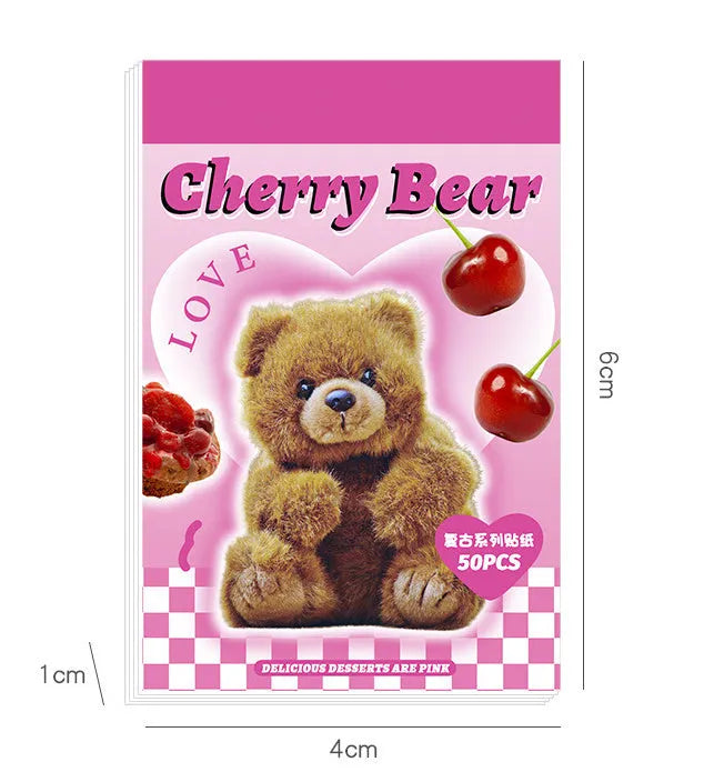 American retro cartoon style sticker book open to show 4x6cm sheets in one of six colour options.