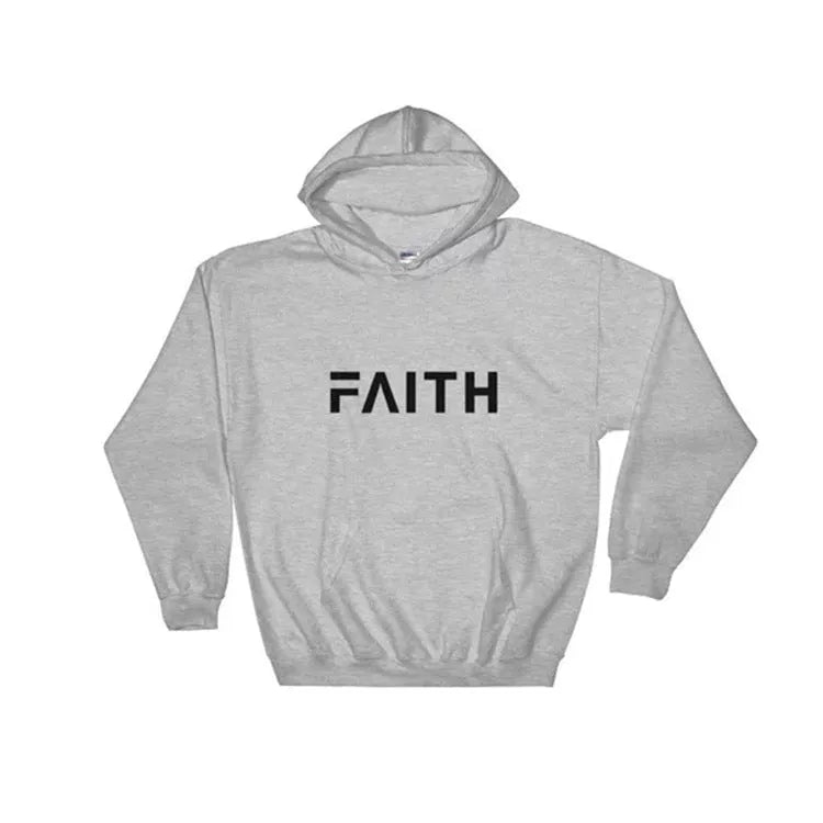 Faith Letter Print Women Hoodie cotton blend crew neck pullover in five colours