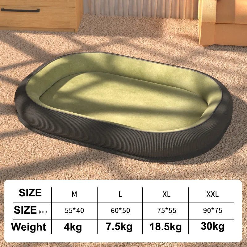 Corduroy fleece dog kennel bed for large and medium dogs, available in gray and green