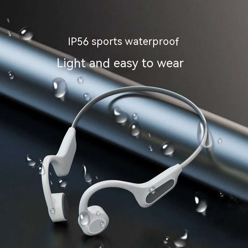 Bone conduction Bluetooth headset in black red or white grey with ear hook, digital display and non in-ear design