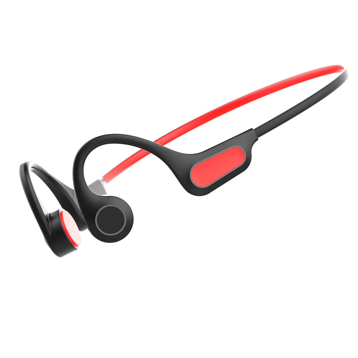 Bone conduction Bluetooth headset in black red or white grey with ear hook, digital display and non in-ear design