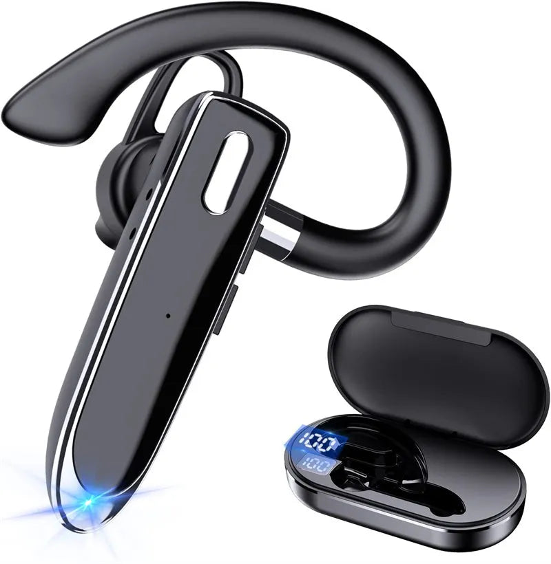 YYK5302 wireless Bluetooth headset ear-mounted with digital display noise reduction PC ABS black