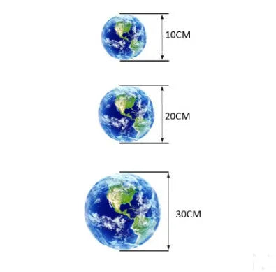 3D Earth wall sticker glowing in dark on bedroom wall, showing luminous planet detail