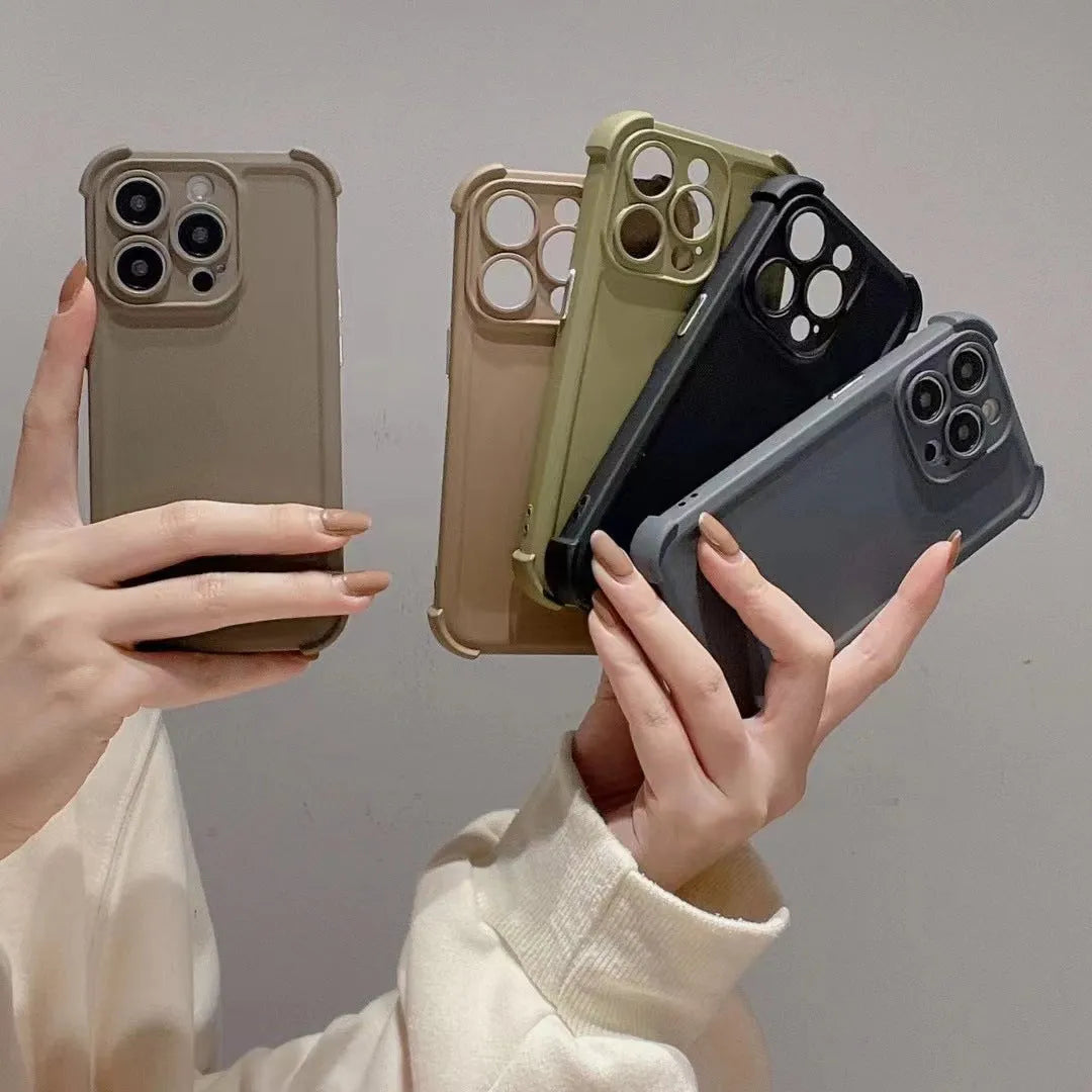 Fashion simple drop-resistant soft rubber phone case for iPhone in black colour