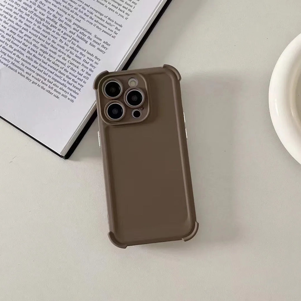 Fashion simple drop-resistant soft rubber phone case for iPhone in black colour