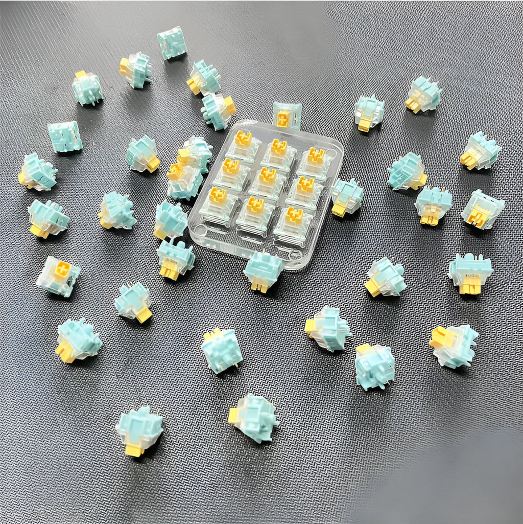36 Sea Salt Lemon PRO colour mechanical keyboard switches with MX stems.