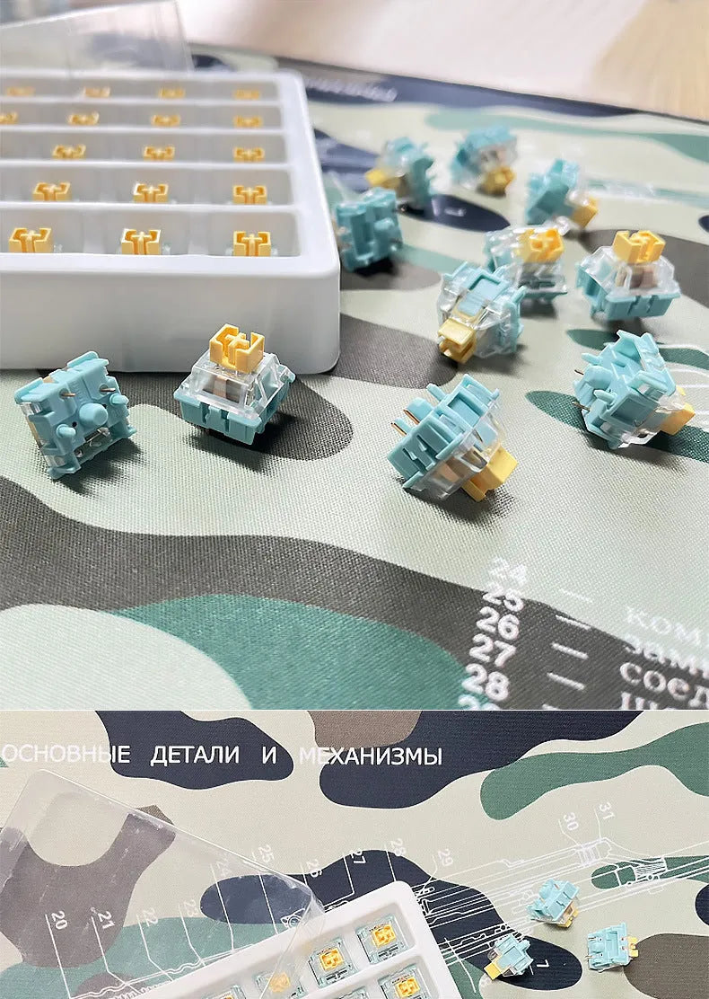 36 Sea Salt Lemon PRO colour mechanical keyboard switches with MX stems.
