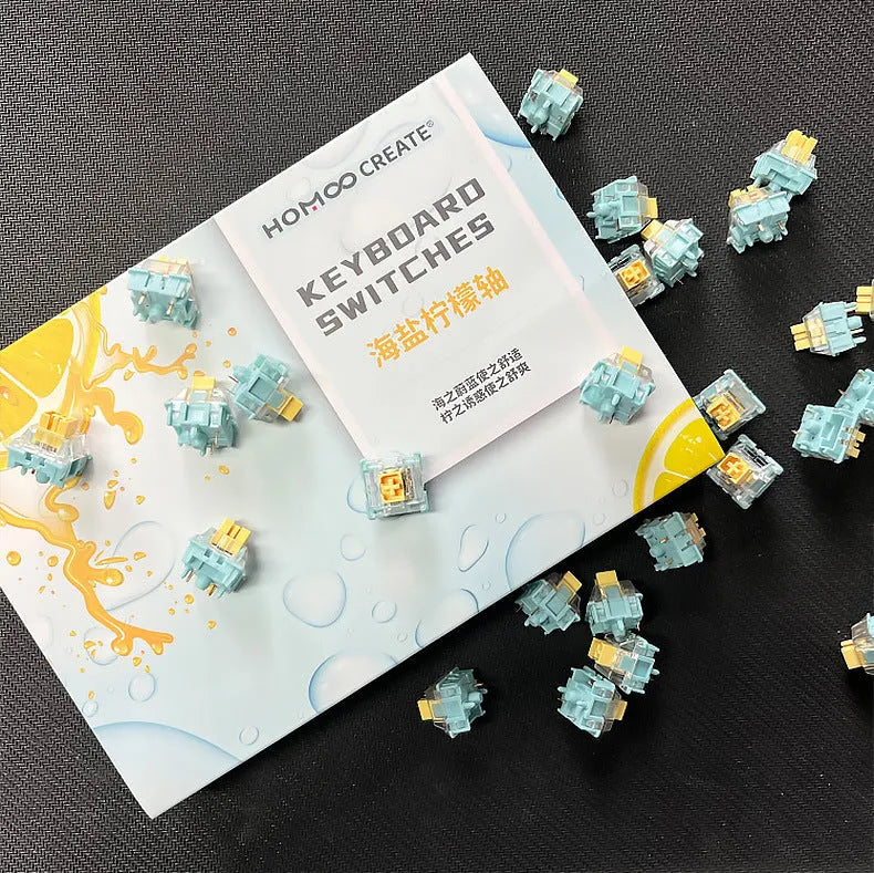 36 Sea Salt Lemon PRO colour mechanical keyboard switches with MX stems.