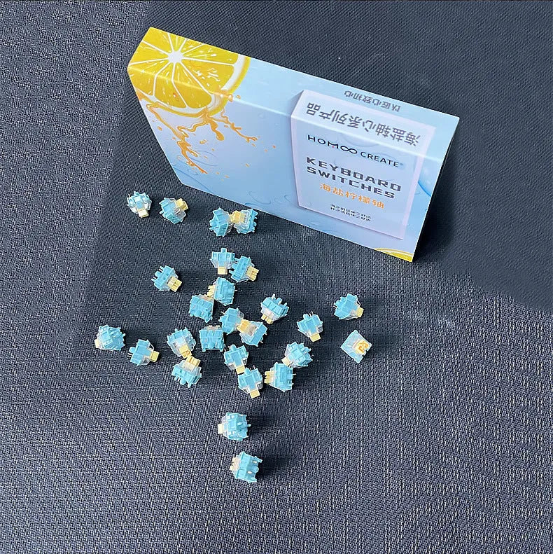 36 Sea Salt Lemon PRO colour mechanical keyboard switches with MX stems.