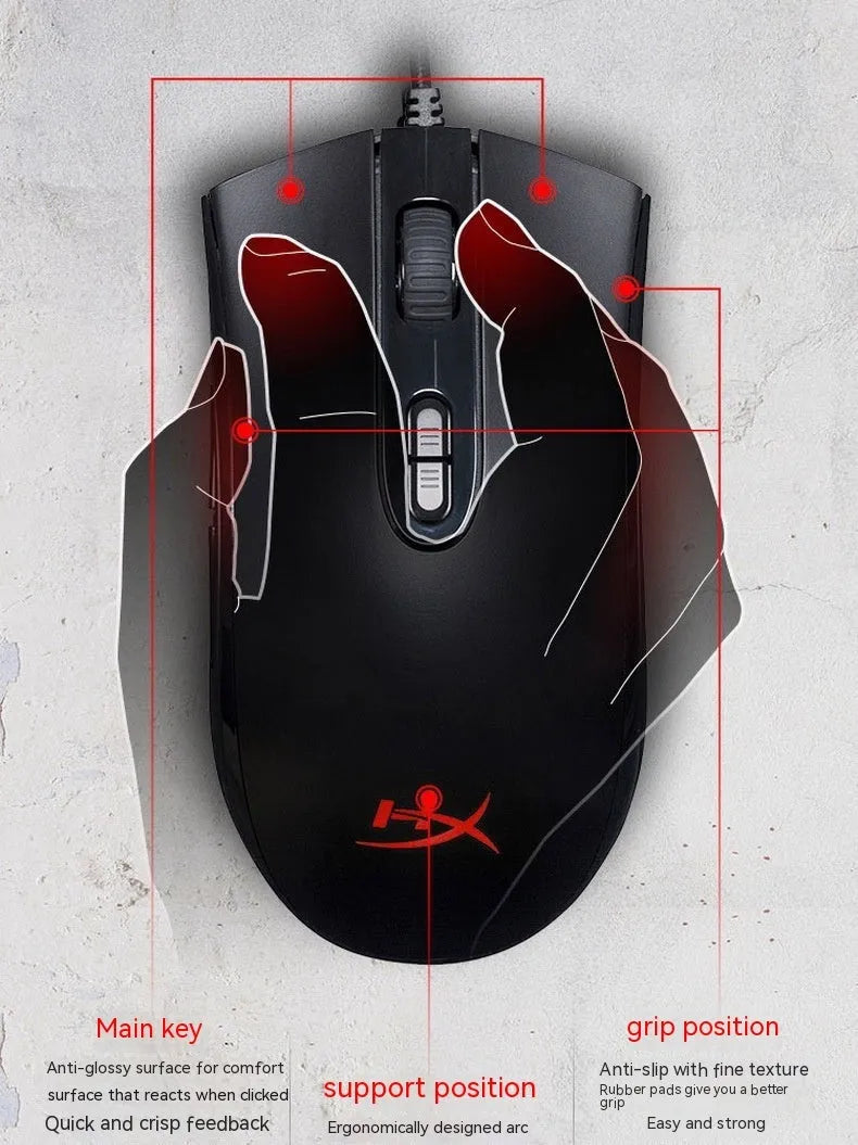 Pulsefire Core RGB wired gaming mouse in black or pink with ergonomic design and USB cable