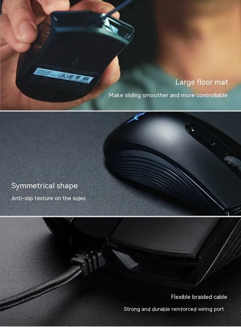 Pulsefire Core RGB wired gaming mouse in black or pink with ergonomic design and USB cable