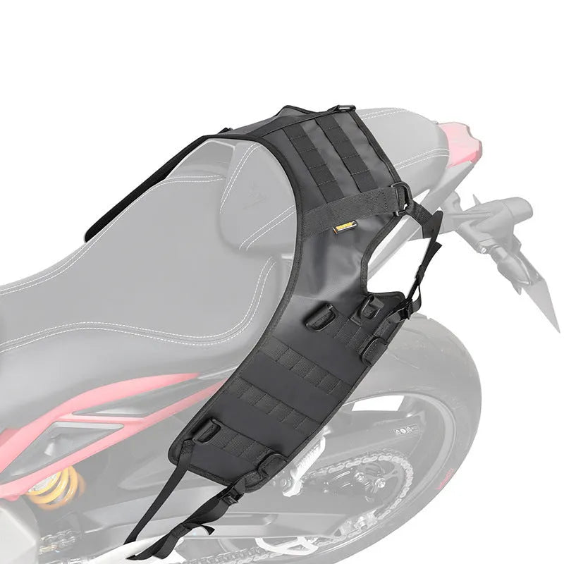 Black polyester motorcycle luggage loading base for fuel tank mounting, dimensions 100cm by 40cm.
