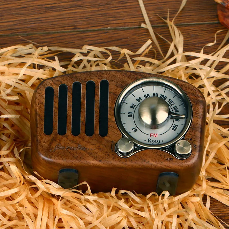 Retro wooden wireless mini Bluetooth speaker in cherry wood or walnut finish