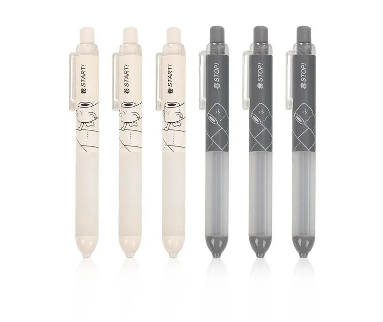 Two 0.5mm mechanical pencils with soft cloud grips, one black and one white, on a plain background.