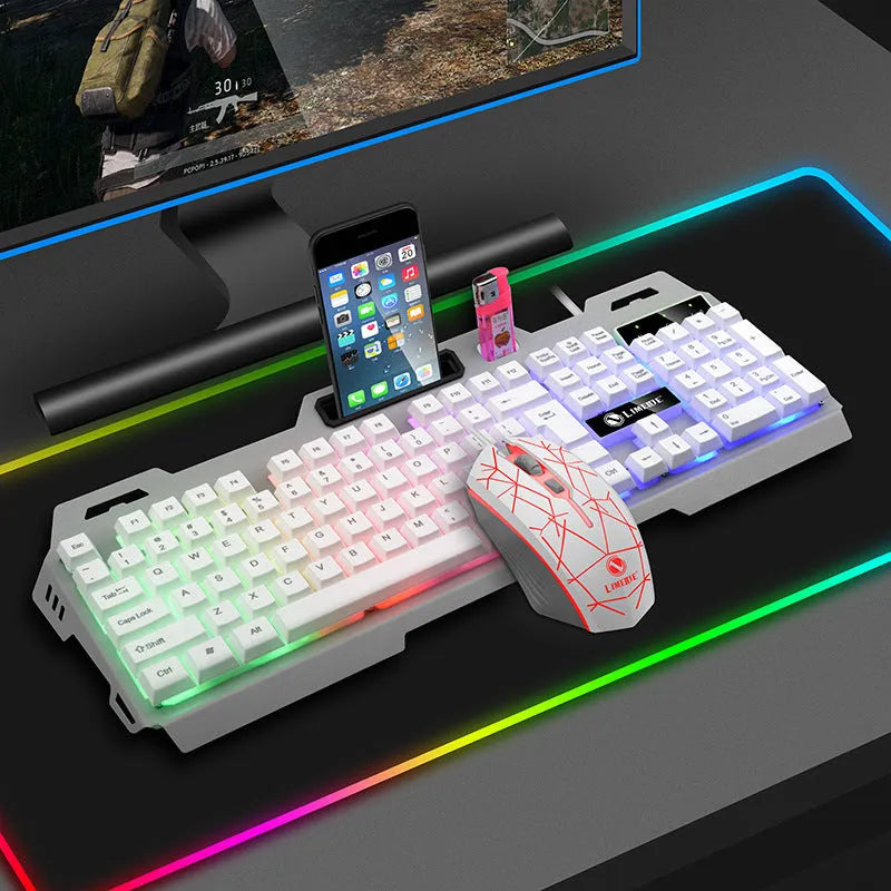 Limei K19 T19 black and white gaming keyboard and mouse set with luminous keys