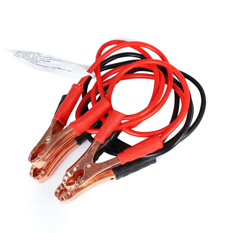 Black and red 500A car battery clip cable emergency kit with 2 metre PVC-coated copper conductors