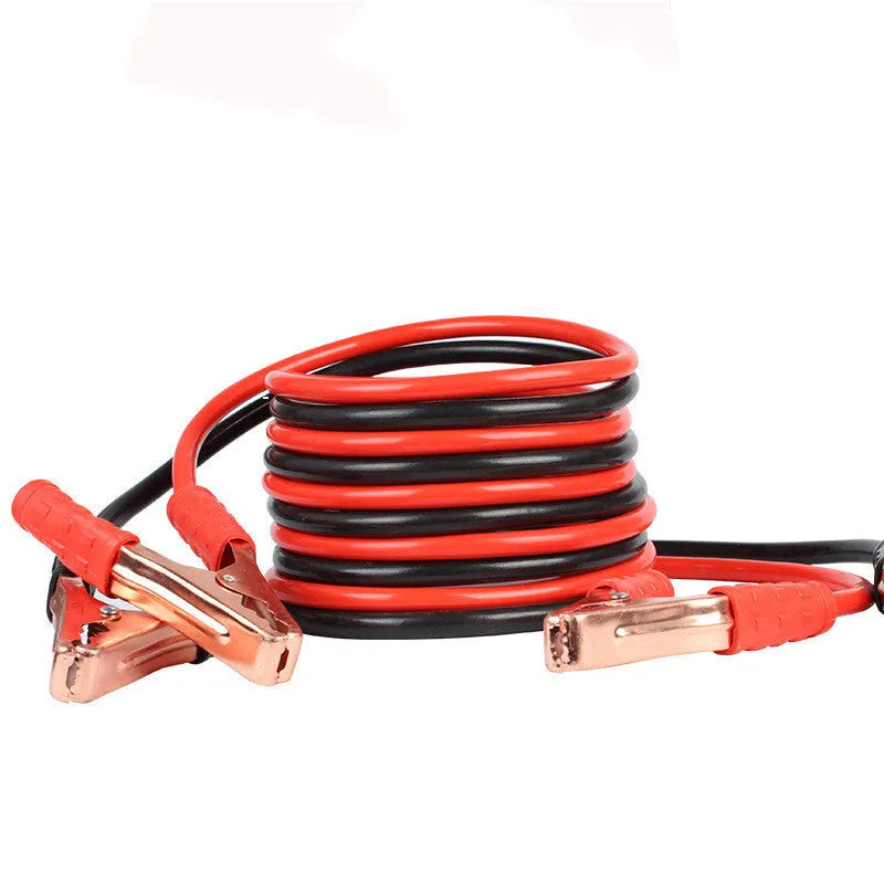 Black and red 500A car battery clip cable emergency kit with 2 metre PVC-coated copper conductors