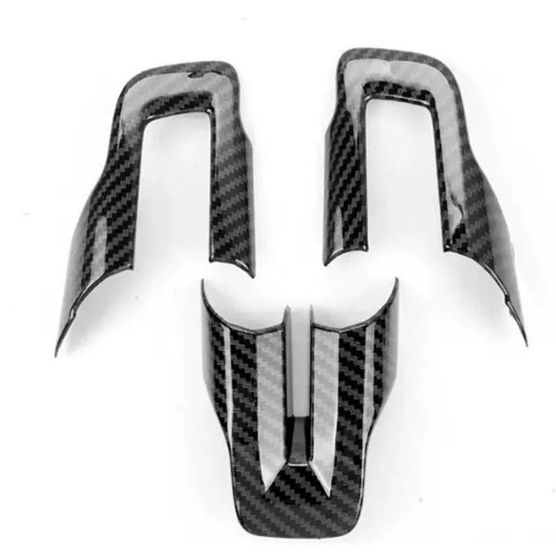 Three carbon fibre pattern steering wheel decoration pieces made from ABS plastic