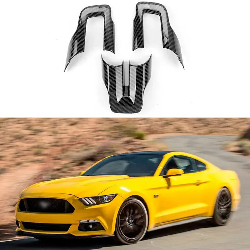 Three carbon fibre pattern steering wheel decoration pieces made from ABS plastic